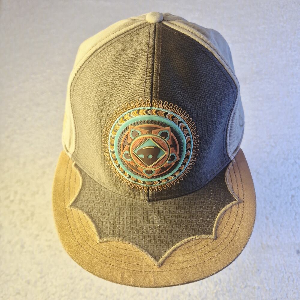 Grassroots California Limited Snapback Hat Tan Brown Tribal Logo Flat Adjustable